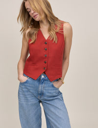 Red V-Neck Waistcoat