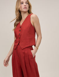 Red V-Neck Waistcoat