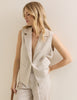 Beige Sleeveless Boxy Blazer