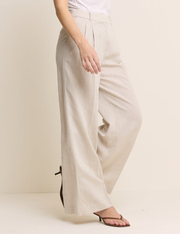 Stone High Waisted Wide Leg Trousers
