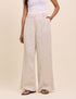 Stone Linen-Blend Jax Wide Leg Trousers