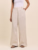 Stone Linen-Blend Jax Wide Leg Trousers