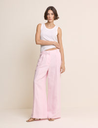 Baby Pink High Waisted Wide Leg Trousers
