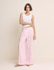 Baby Pink High Waisted Wide Leg Trousers