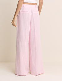 Baby Pink High Waisted Wide Leg Trousers