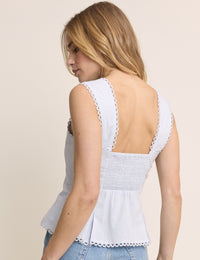 Baby Blue Scallop Trim Peplum Top