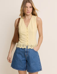 Yellow Scallop Edge Lindy Waistcoat Top