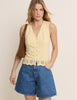 Yellow Scallop Edge Lindy Waistcoat Top