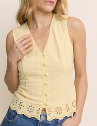 Yellow Scallop Edge Lindy Waistcoat Top