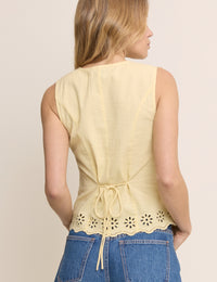 Yellow Scallop Edge Lindy Waistcoat Top