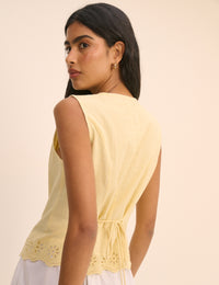 Yellow Scallop Edge Lindy Waistcoat Top