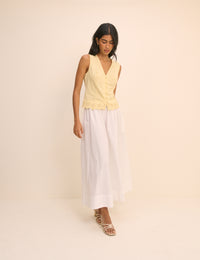 Yellow Scallop Edge Lindy Waistcoat Top
