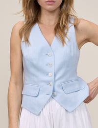 Light Blue V Neck Vinnie Waistcoat