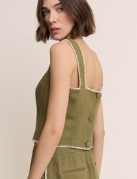 Green Whipstitch Tailored Top