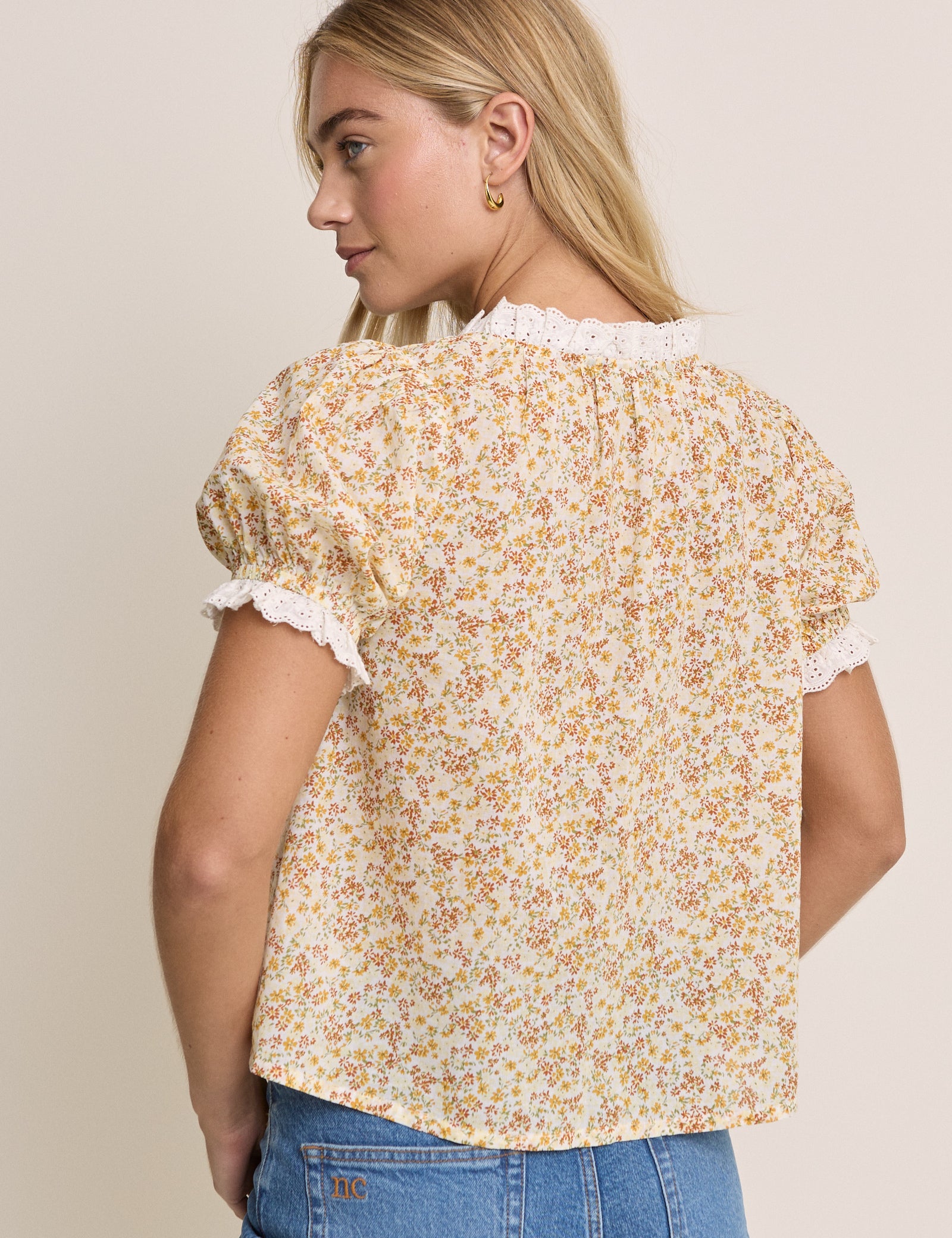 Yellow Ditsy Floral Puff Sleeve Lumi Blouse