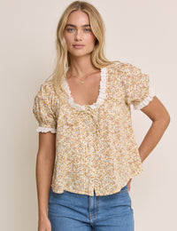 Yellow Ditsy Floral Blouse