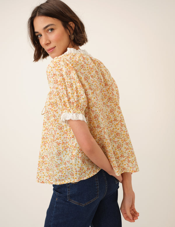 Yellow Ditsy Floral Blouse