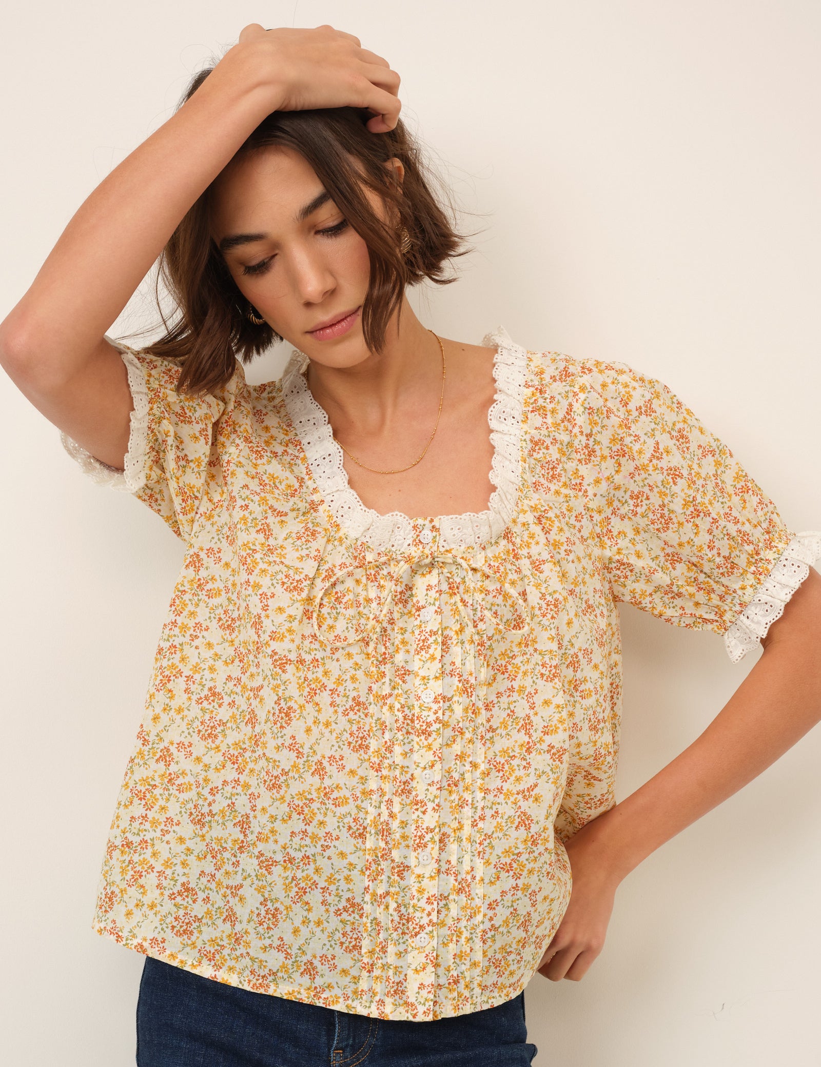 Yellow Ditsy Floral Blouse