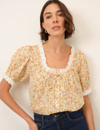 Yellow Ditsy Floral Blouse