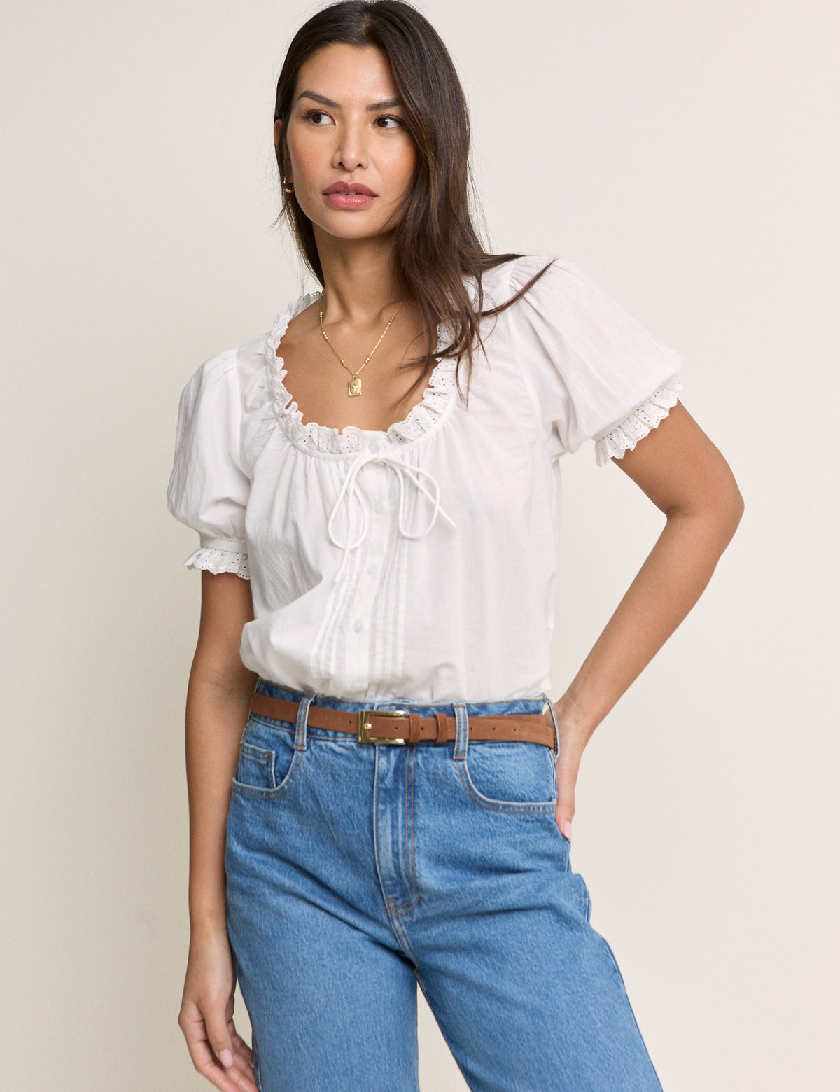 White Puff Sleeve Blouse