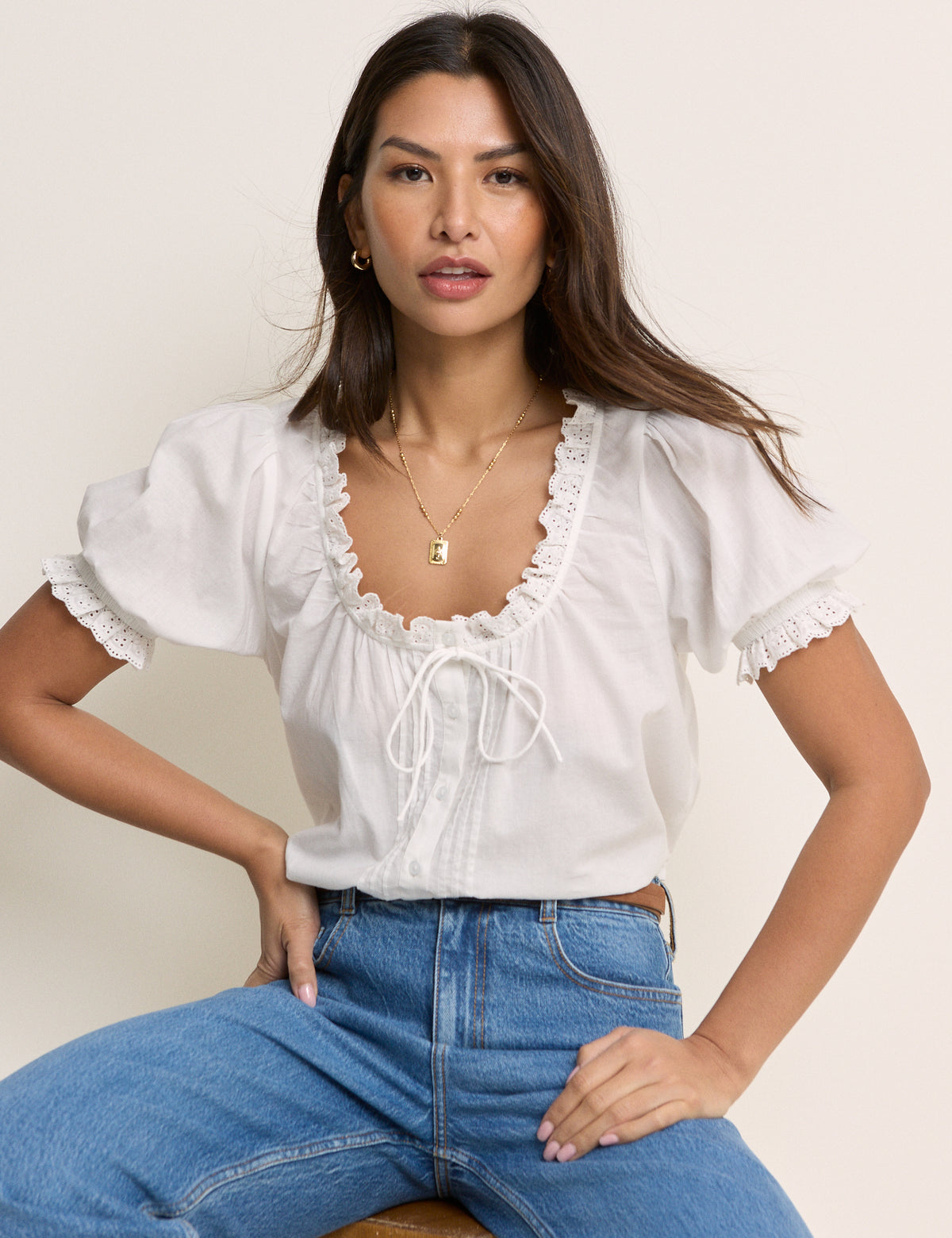 White Puff Sleeve Blouse