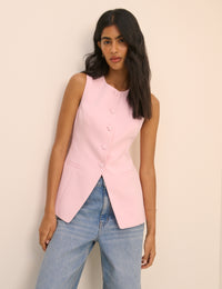 Pink Tailored Longline Waistcoat