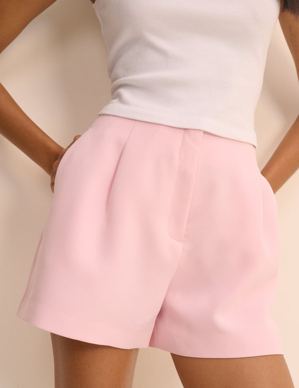 Baby Pink High Waisted Tailored Shorts
