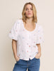White Embroidered Scoop Neck Edris Blouse