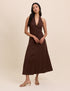 Brown Halterneck Midi Dress