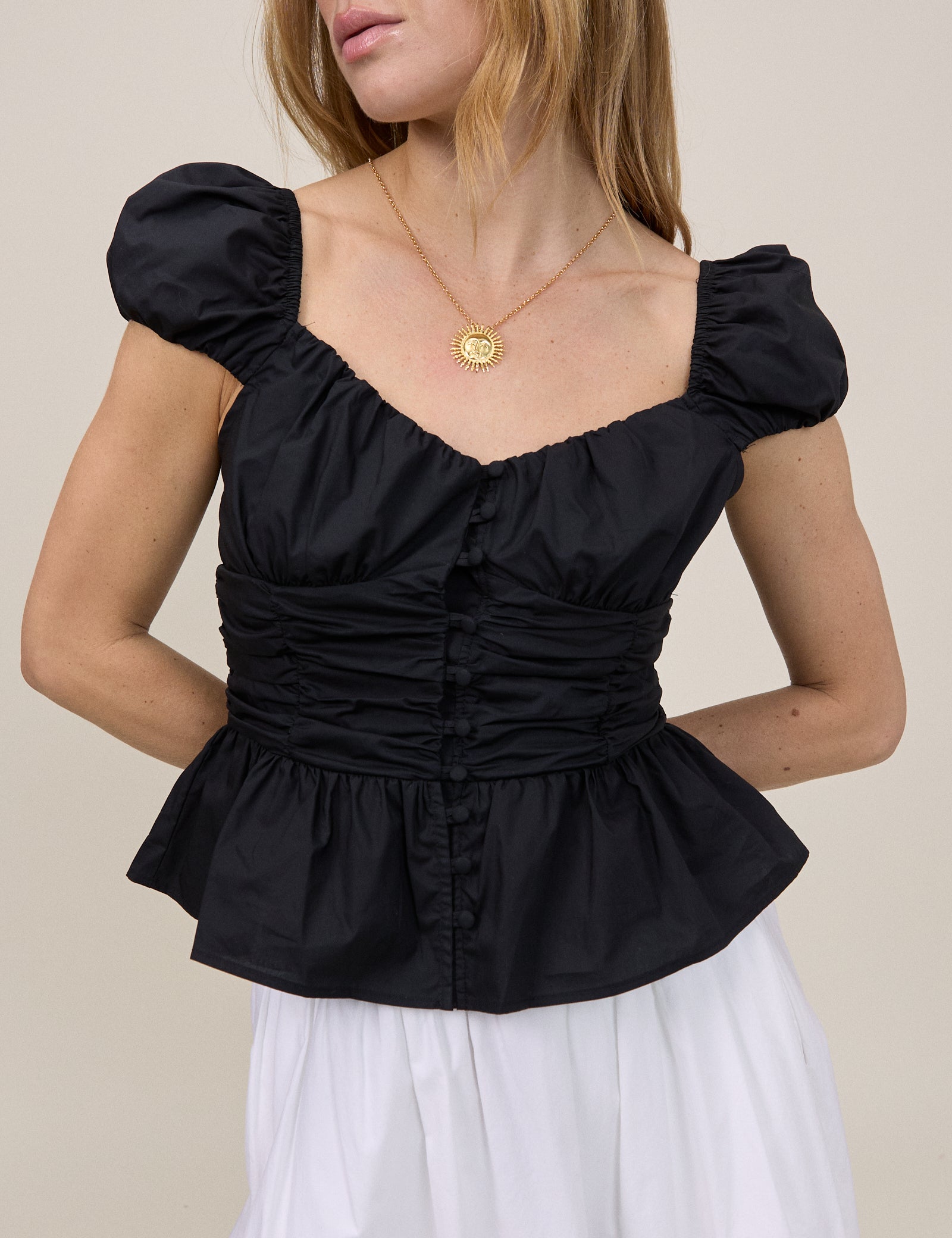 Black Caia Ruched Top