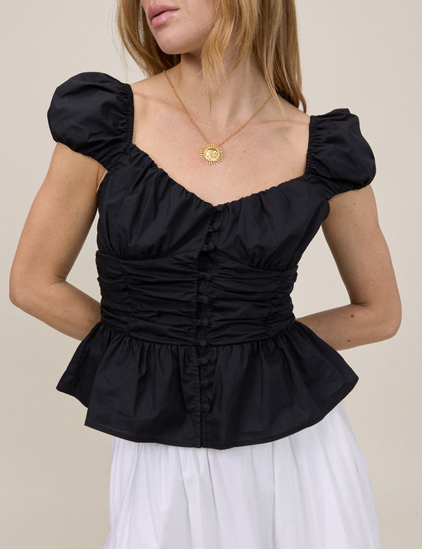 Black Caia Ruched Top