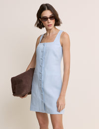 Light Blue Square Neck Tailored Mini Dress