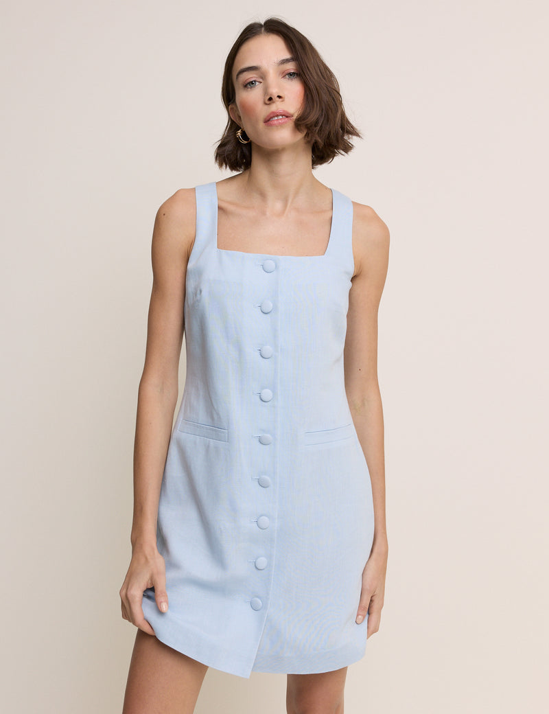 Light Blue Square Neck Lila Mini Dress