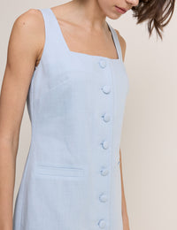 Light Blue Square Neck Tailored Mini Dress