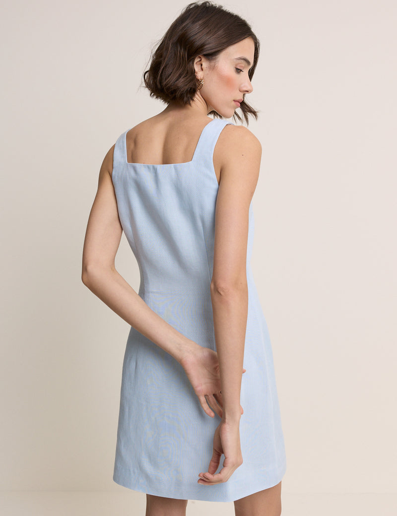 Light Blue Square Neck Lila Mini Dress