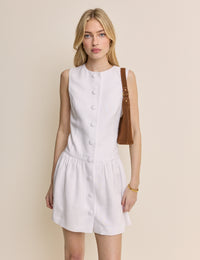 White Tailored Drop Waist Mini Dress