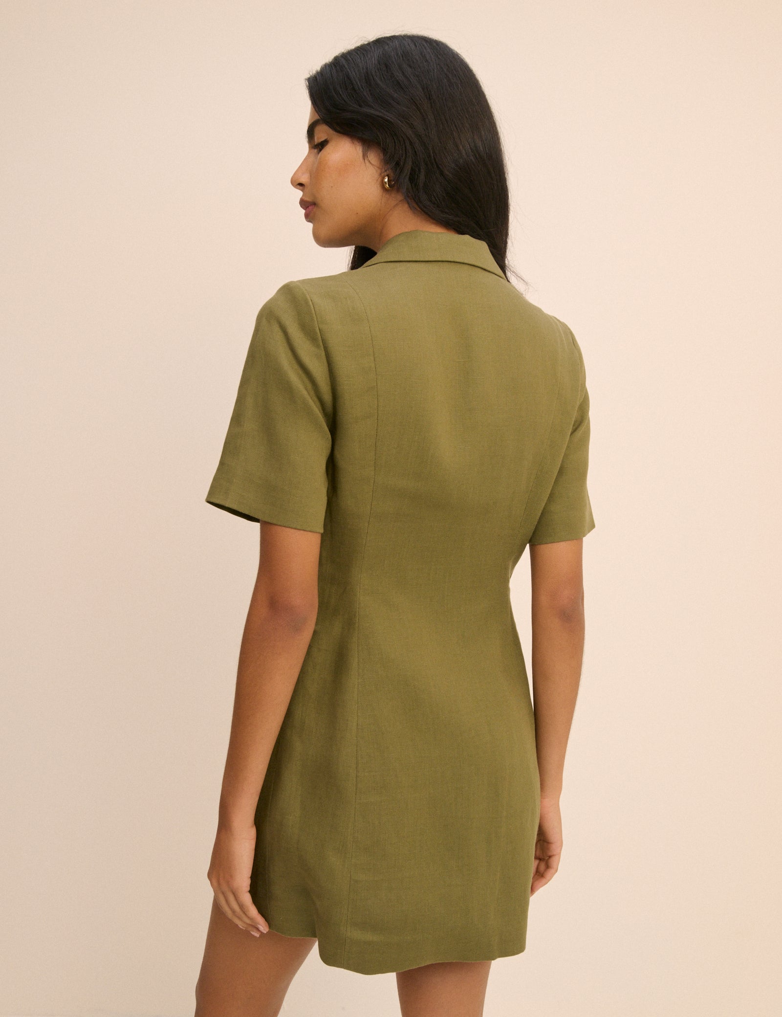 Khaki Tailored Asymmetric Mini Dress