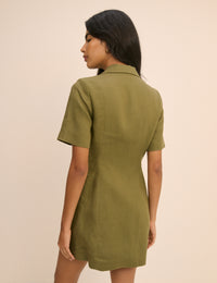 Khaki Tailored Asymmetric Mini Dress