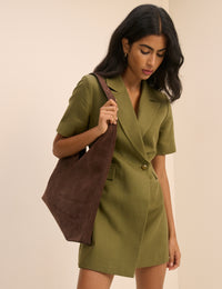 Khaki Tailored Asymmetric Mini Dress