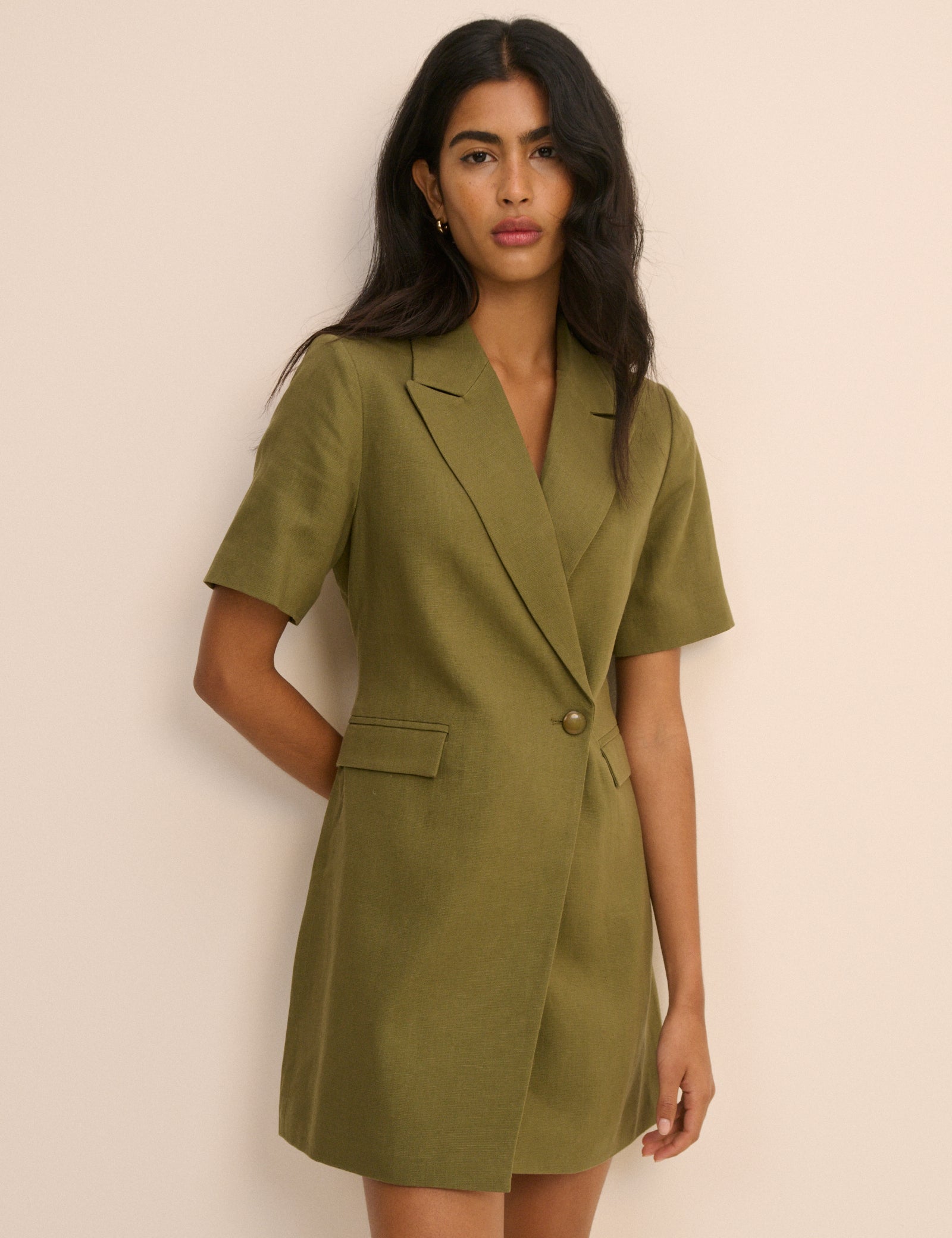 Khaki Tailored Asymmetric Mini Dress Khaki Tailored Asymmetric Mini Dress