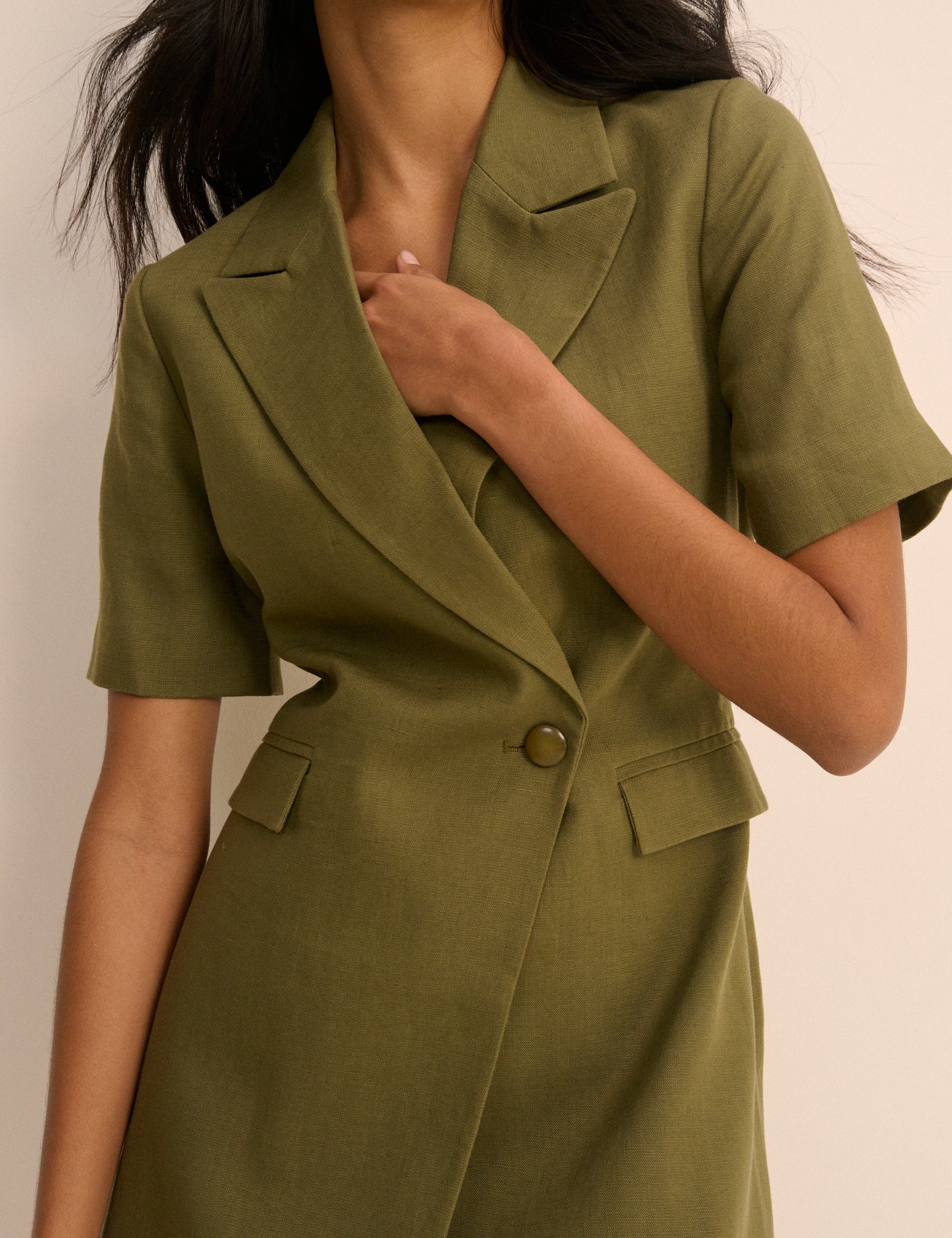 Khaki Tailored Asymmetric Mini Dress
