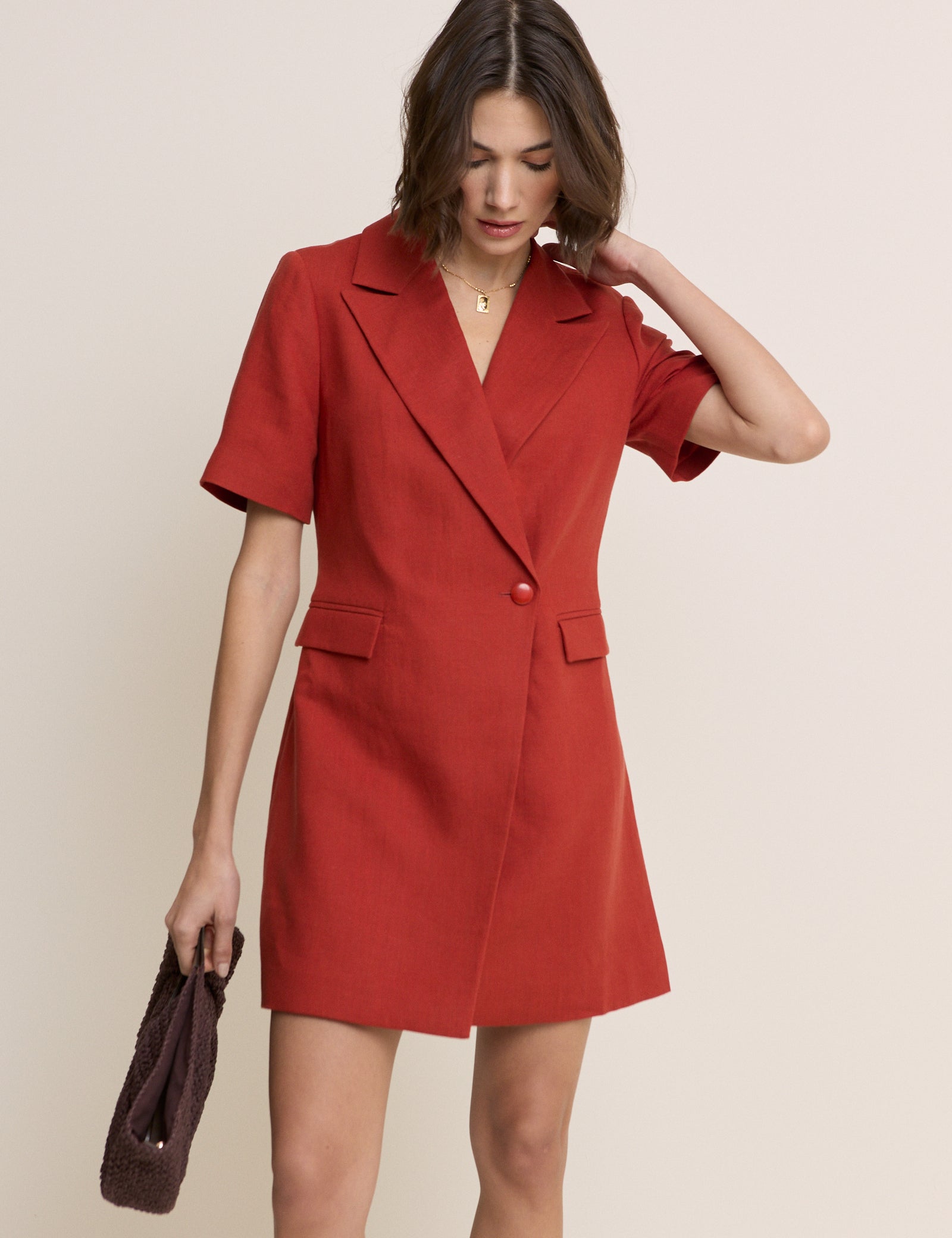 Rust Tailored Asymmetric Mini Dress Rust Tailored Asymmetric Mini Dress