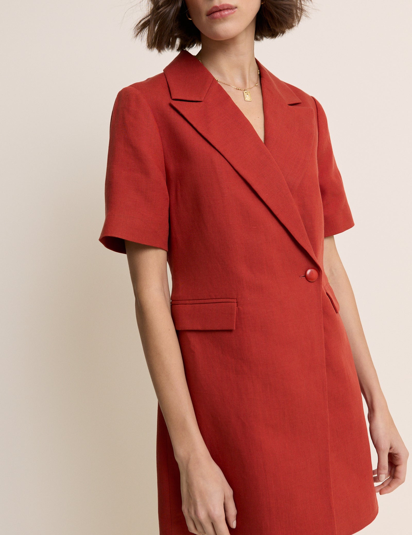 Red Tailored Asymmetric Mini Dress