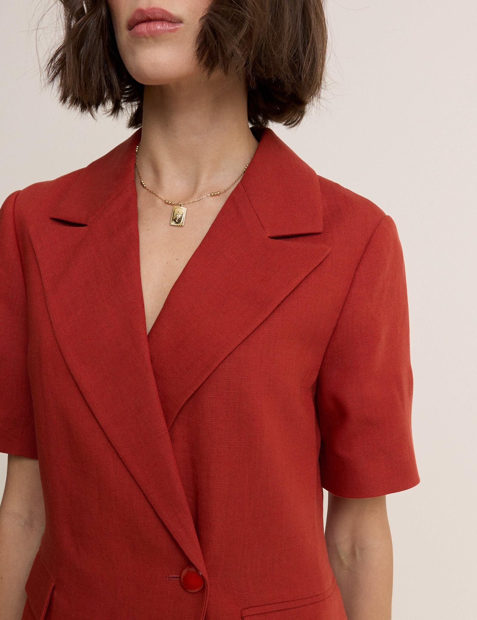 Red Tailored Asymmetric Mini Dress