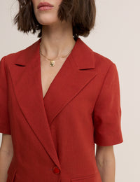 Red Tailored Asymmetric Mini Dress