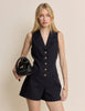 Navy V-Neck Tailored Playsuit