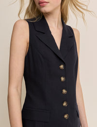 Navy V-Neck Tailored Playsuit