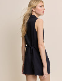 Navy V-Neck Tailored Playsuit