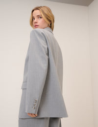 Grey Pinstripe Boyfriend Blazer