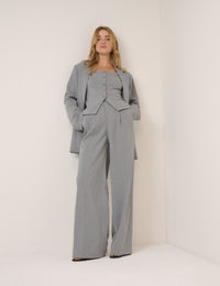 Grey Pinstripe Square Neck Waistcoat